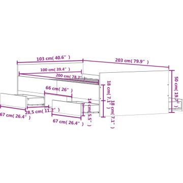 vidaXL-Bedframe-met-hoofd--en-voeteneinde-gerookt-eiken-100x200-cm