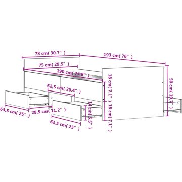 vidaXL-Bedframe-met-hoofd--en-voeteneinde-betongrijs-75x190-cm