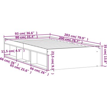 vidaXL-Bedframe-bruineikenkleurig-90x200-cm