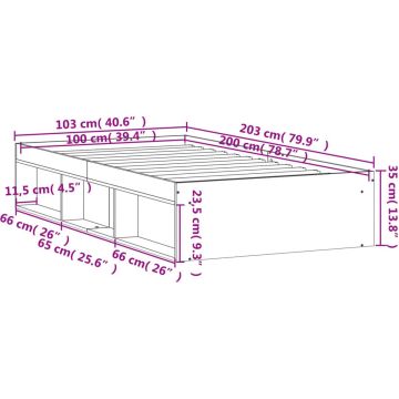 vidaXL-Bedframe-grijs-sonoma-eikenkleurig-100x200-cm