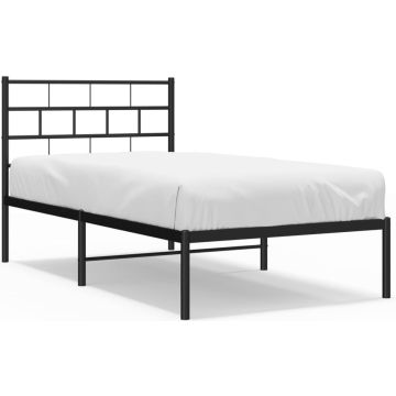 vidaXL-Bedframe-met-hoofdbord-metaal-zwart-90x200-cm