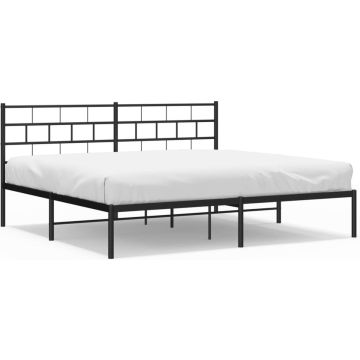 vidaXL-Bedframe-met-hoofdbord-metaal-zwart-200x200-cm