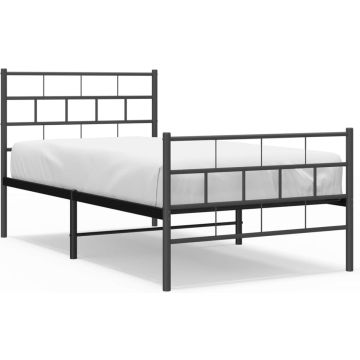 vidaXL-Bedframe-met-hoofd--en-voeteneinde-metaal-zwart-75x190-cm