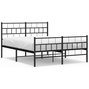 vidaXL-Bedframe-met-hoofd--en-voeteneinde-metaal-zwart-160x200-cm