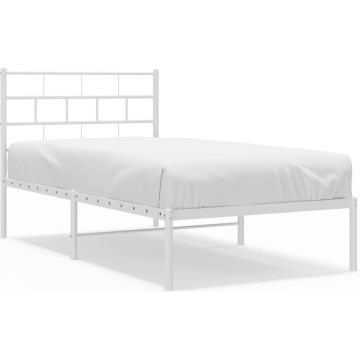 vidaXL-Bedframe-met-hoofdbord-metaal-wit-75-x-190-cm