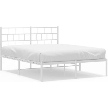 vidaXL-Bedframe-met-hoofdbord-metaal-wit-140x190-cm