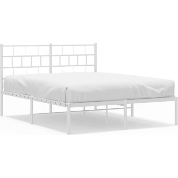 vidaXL-Bedframe-met-hoofdbord-metaal-wit-140x200-cm