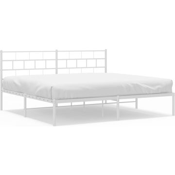 vidaXL-Bedframe-met-hoofdbord-metaal-wit-183x213-cm