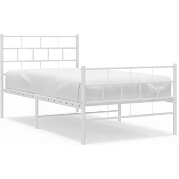 vidaXL-Bedframe-met-hoofd--en-voeteneinde-metaal-wit-100x190-cm