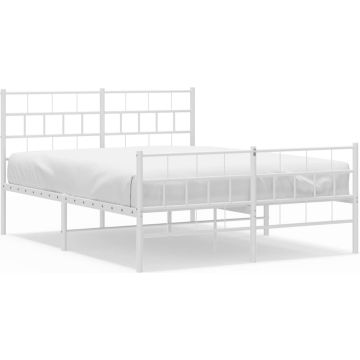 vidaXL-Bedframe-met-hoofd--en-voeteneinde-metaal-wit-120-x-190-cm