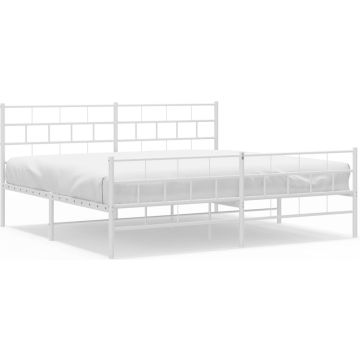 vidaXL-Bedframe-met-hoofd--en-voeteneinde-metaal-wit-193x203-cm