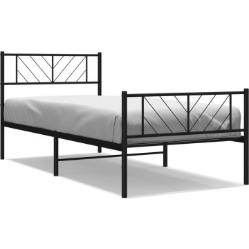 vidaXL-Bedframe-met-hoofd--en-voeteneinde-metaal-zwart-80x200-cm