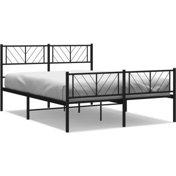 vidaXL-Bedframe-met-hoofd--en-voeteneinde-metaal-zwart-135x190-cm