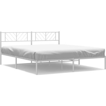 vidaXL-Bedframe-met-hoofdbord-metaal-wit-193x203-cm