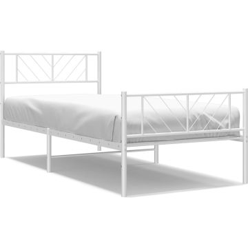 vidaXL-Bedframe-met-hoofd--en-voeteneinde-metaal-wit-100x190-cm