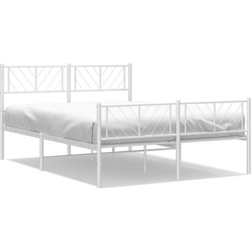 vidaXL-Bedframe-met-hoofd--en-voeteneinde-metaal-wit-120-x-190-cm