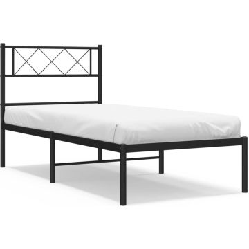 vidaXL-Bedframe-met-hoofdbord-metaal-zwart-75x190-cm