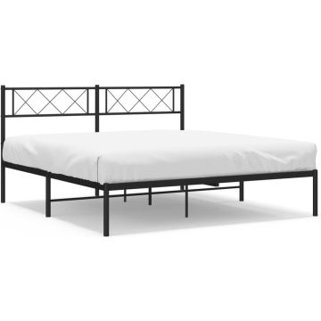 vidaXL-Bedframe-met-hoofdbord-metaal-zwart-135x190-cm