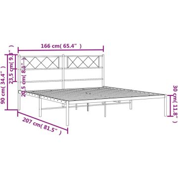 vidaXL-Bedframe-met-hoofdbord-metaal-zwart-160x200-cm