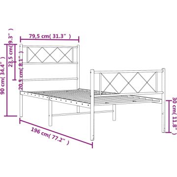 vidaXL-Bedframe-met-hoofd--en-voeteneinde-metaal-zwart-75x190-cm