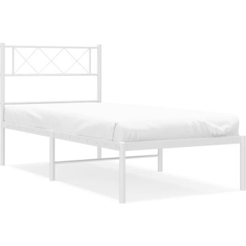 vidaXL-Bedframe-met-hoofdbord-metaal-wit-75-x-190-cm