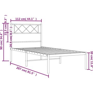 vidaXL-Bedframe-met-hoofdbord-metaal-wit-107x203-cm