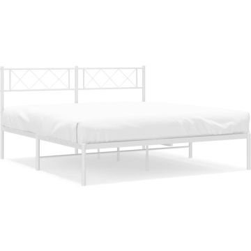 vidaXL-Bedframe-met-hoofdbord-metaal-wit-120x190-cm