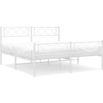 vidaXL-Bedframe-met-hoofd--en-voeteneinde-metaal-wit-120-x-190-cm