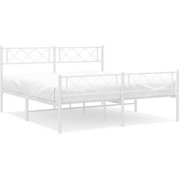 vidaXL-Bedframe-met-hoofd--en-voeteneinde-metaal-wit-140x190-cm