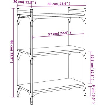 vidaXL-Boekenkast-3-laags-60x30x86-cm-bewerkt-hout-sonoma-eikenkleurig