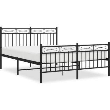 vidaXL-Bedframe-met-hoofd--en-voeteneinde-metaal-zwart-135x190-cm