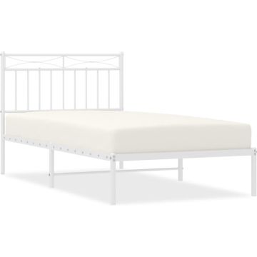 vidaXL-Bedframe-met-hoofdbord-metaal-wit-100x190-cm