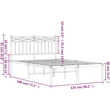 vidaXL-Bedframe-met-hoofdbord-metaal-wit-120x190-cm