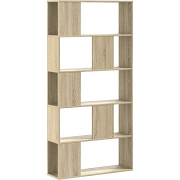 vidaXL - Boekenkast - 5-laags - 80,5x23,5x162,5 - cm - bewerkt - hout - sonoma - eiken