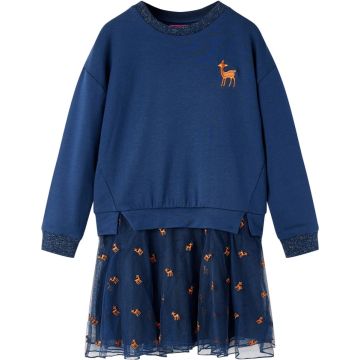 vidaXL-Kinderjurk-met-lange-mouwen-140-marineblauw