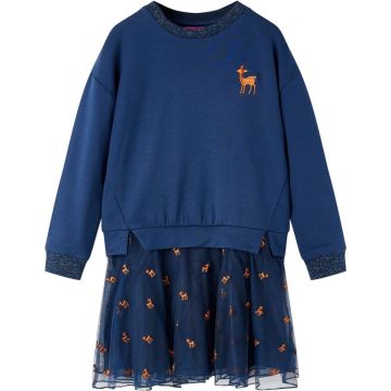 vidaXL-Kinderjurk-met-lange-mouwen-104-marineblauw