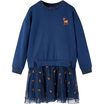 vidaXL-Kinderjurk-met-lange-mouwen-128-marineblauw