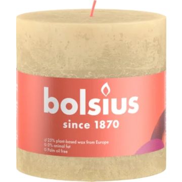 Bolsius - Rustieke stompkaars 'Shine' (Ø10cm) - Oat Beige