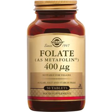 Folate (as Metafolin) Solgar 400 mcg 50 Tablets