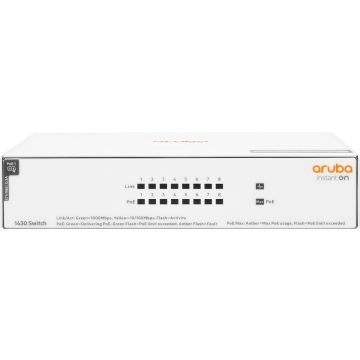 Hewlett Packard Enterprise Aruba Instant On 1430 8G Class4 PoE 64W Unmanaged L2 Gigabit Ethernet (10/100/1000) Power over Ethernet (PoE) Wit