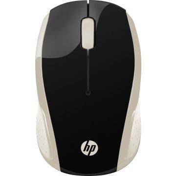 HP 200 RF Draadloos Ambidextrous Zwart, Goud muis