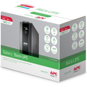 APC Back-UPS PRO BR1300MI - Noodstroomvoeding, 8x C13 uitgang, USB, 1300VA