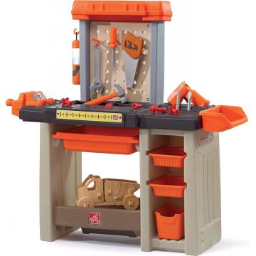Step2 Handyman Workbench Speelgoedwerkbank in Oranje - Werkbank voor kinderen incl. 30-delige accessoire-set - Kunststof speelgoed