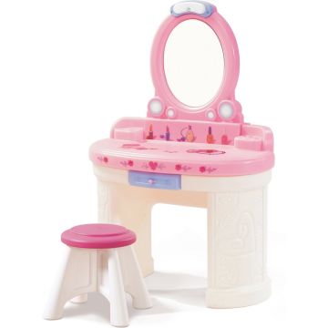 Step2 Fantasy Vanity Kaptafel in Roze - Schminktafel van kunststof voor kinderen - Make up tafel met spiegel en krukje