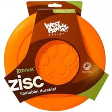 West Paw Zogoflex Zisc - Flexibele Hondenfrisbee - Onverslijtbaar Stevig Materiaal - Blauw, Groen of Oranje - Small of Large - Kleur: Oranje, Maat: Large