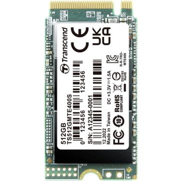 Transcend MTS400S 512 GB NVMe/PCIe M.2 SSD 2242 harde schijf PCIe NVMe 3.0 x4 Retail TS512GMTE400S