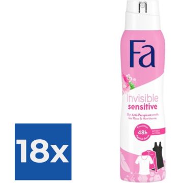 Fa Deo spray 150 ml Invisible Sensitive - Voordeelverpakking 18 stuks