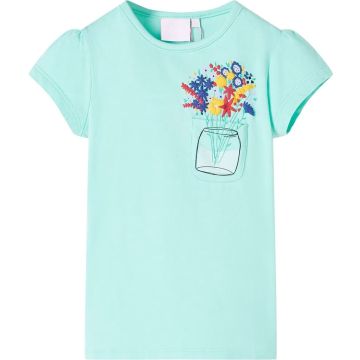 vidaXL-Kindershirt-met-bloemenprint-128-lichtmintkleurig