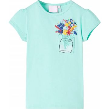vidaXL-Kindershirt-met-bloemenprint-116-lichtmintkleurig