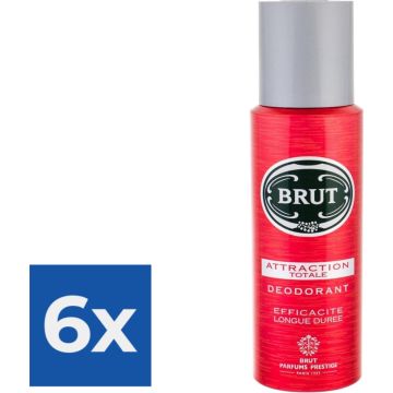 Brut Deospray - Attraction Totale 200 ml - Voordeelverpakking 6 stuks